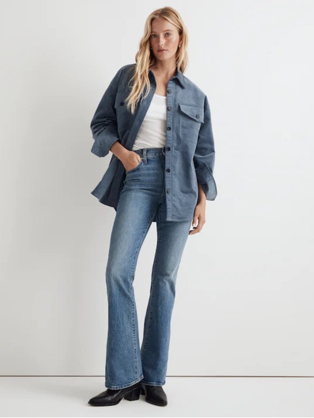 Madewell Oversized Corduroy Jacket in Slate Blue-Grey